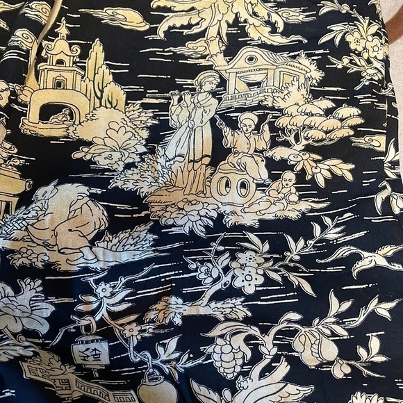 Chinoiserie Toile Pants Print Arts SM Tourist Sunday Brunch Black Statement Chic - Picture 11 of 12